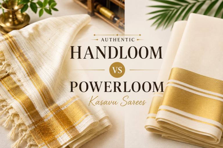 Authentic Handloom vs Powerloom Kasavu Sarees: How to Tell the Difference